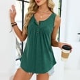 thumbnail image 2 of Women Summer Henley Tank Tops Casual Pleated Crewneck Button Sleeveless Tshirts Trendy Loose Fit Comfy Solid Color Camisole, 2 of 6