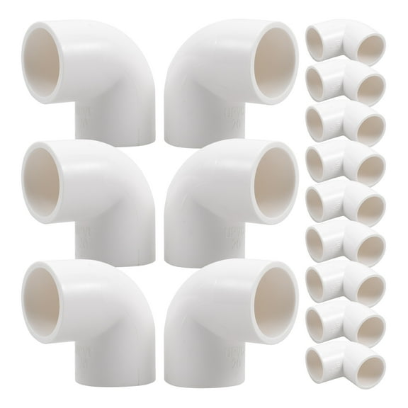 PVC White Pipe Fittings for Connecting Water Pipes 90 Degree Elbow 20 Pieces
