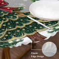 thumbnail image 3 of Christmas Tree Round Tablecloth, Fitted Table Cover with Elastic for 36"-44" Round Tables, Grey Retro Winter Ball Berry Snowflakes Table Cloth Outdoor Indoor Dinning Party Waterproof Tablecloths, 3 of 7