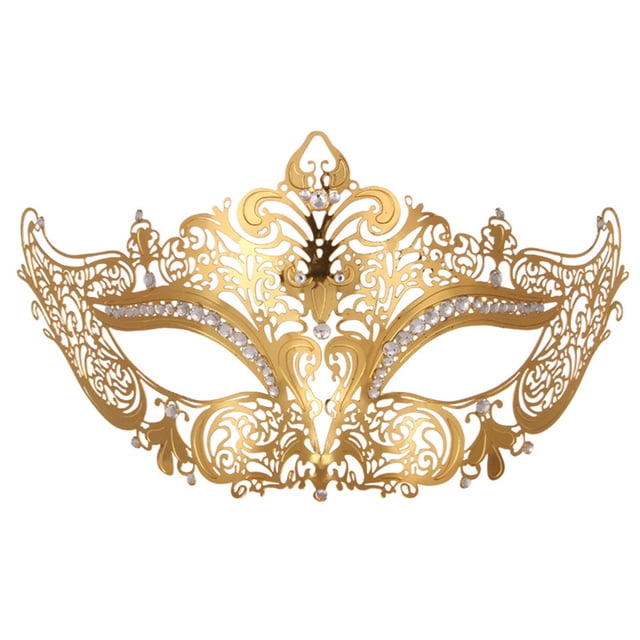 Máscara de mascarada de metal para mujer, máscara veneciana brillante para fiesta de graduación