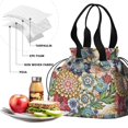 thumbnail image 4 of Boho Bohemia Flower Drawstring Lunch Bag Women - Drawstring Lunch Bag Insulated for Work Office - Stain-Resistant Large Lunchbags for Women with Multi-Pockets, 4 of 6
