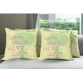 thumbnail image 6 of Ambesonne Love Throw Pillow Cover 4 Pack, Positive World Wishes, 24", Green Soft Pink Yellow, 6 of 7