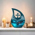 thumbnail image 6 of MUKTIVE Football Funeral Urns for Adult Ashes Men and Women - Large Cross Drop Funeral Urn for Burial in Ground Cremation - Blue Urn for Ashes Adult Female and Male - Holds 180 Cubic, 10 Inch, 6 of 7