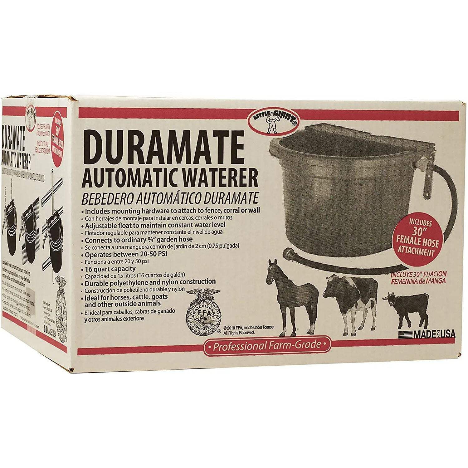 Little Giant Automatic Animal Waterer Blue 4 Gallon Float Controlled Livestock