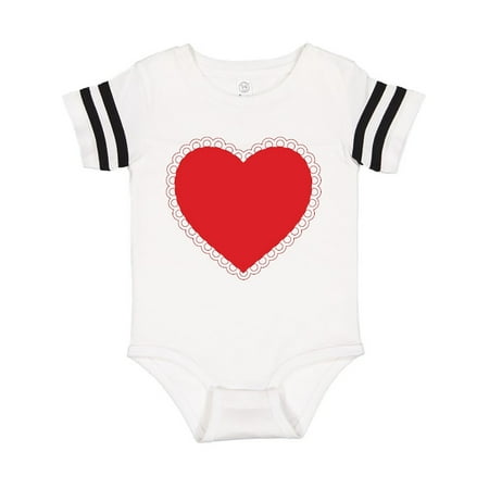 

Inktastic Valentine s Day Red Lace Heart Outfit Gift Baby Boy or Baby Girl Bodysuit