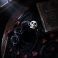 thumbnail image 4 of Masquerade Dress Up Headwear, Floral Decorations for Party, Halloween Skeleton Accessory, Dia de Los Muertos Decor Headpiece, Black Chiffon Flower Skull Headband for Vampire, 4 of 4