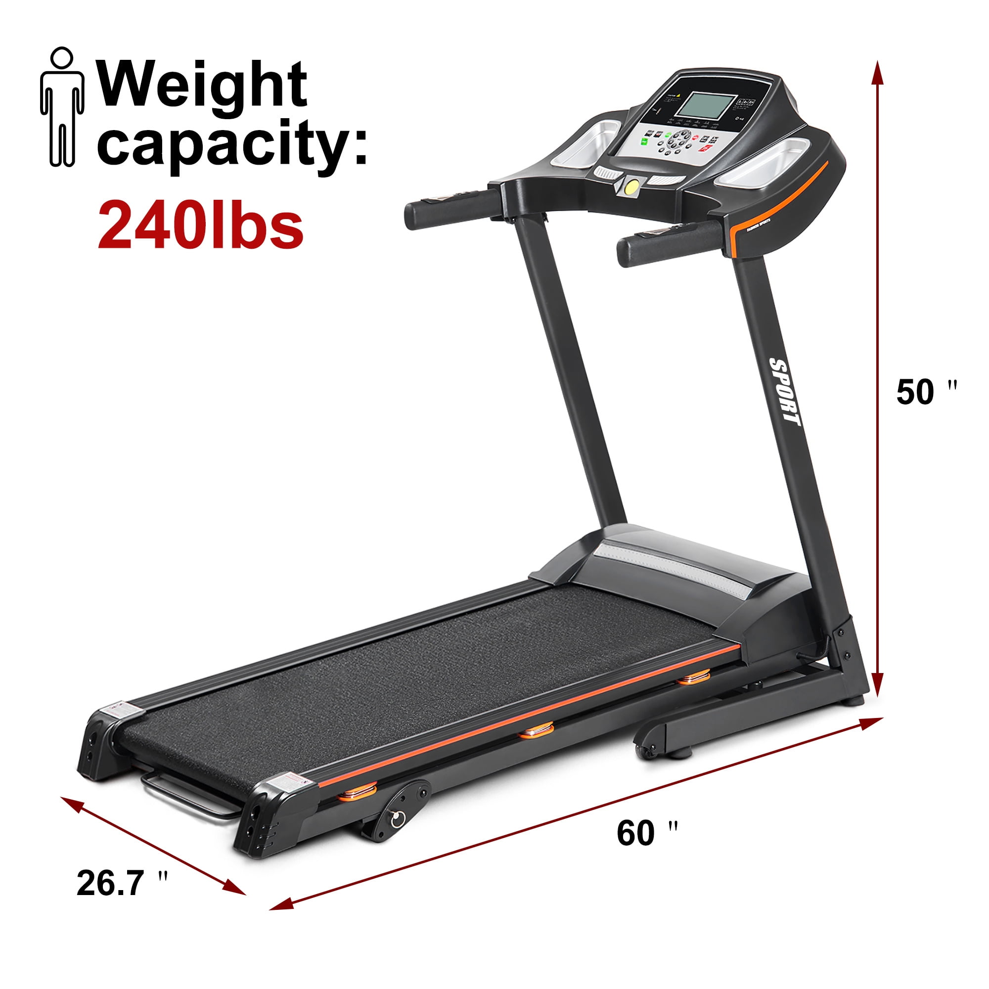 Aukfa Folding Electric Exercise Treadmill Motorized EKG Grip