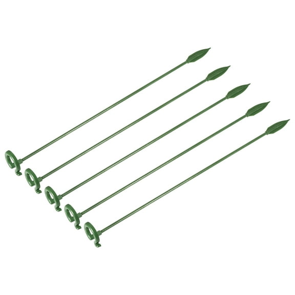 Uxcell 10.6 Inch Plastic Single Stem Ring Clips Plant Support Stakes Green 5Pack