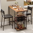 thumbnail image 2 of Yiwa Compact 3 Piece Dining Table Set, Features 2 Faux Leather Chairs, Built-In Wine Rack and Cup Holder, Rectangle Table with 4-Tier Shelves for Kitchen, Breakfast Nook, or Studio Apartment, 2 of 8