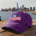 thumbnail image 4 of Trgacdwlo USA 250th Anniversary Hat Unisex Adjustable Embroidered Patriotic Hats USA Flag Distressed Vintage Baseball Cap Purple, 4 of 5