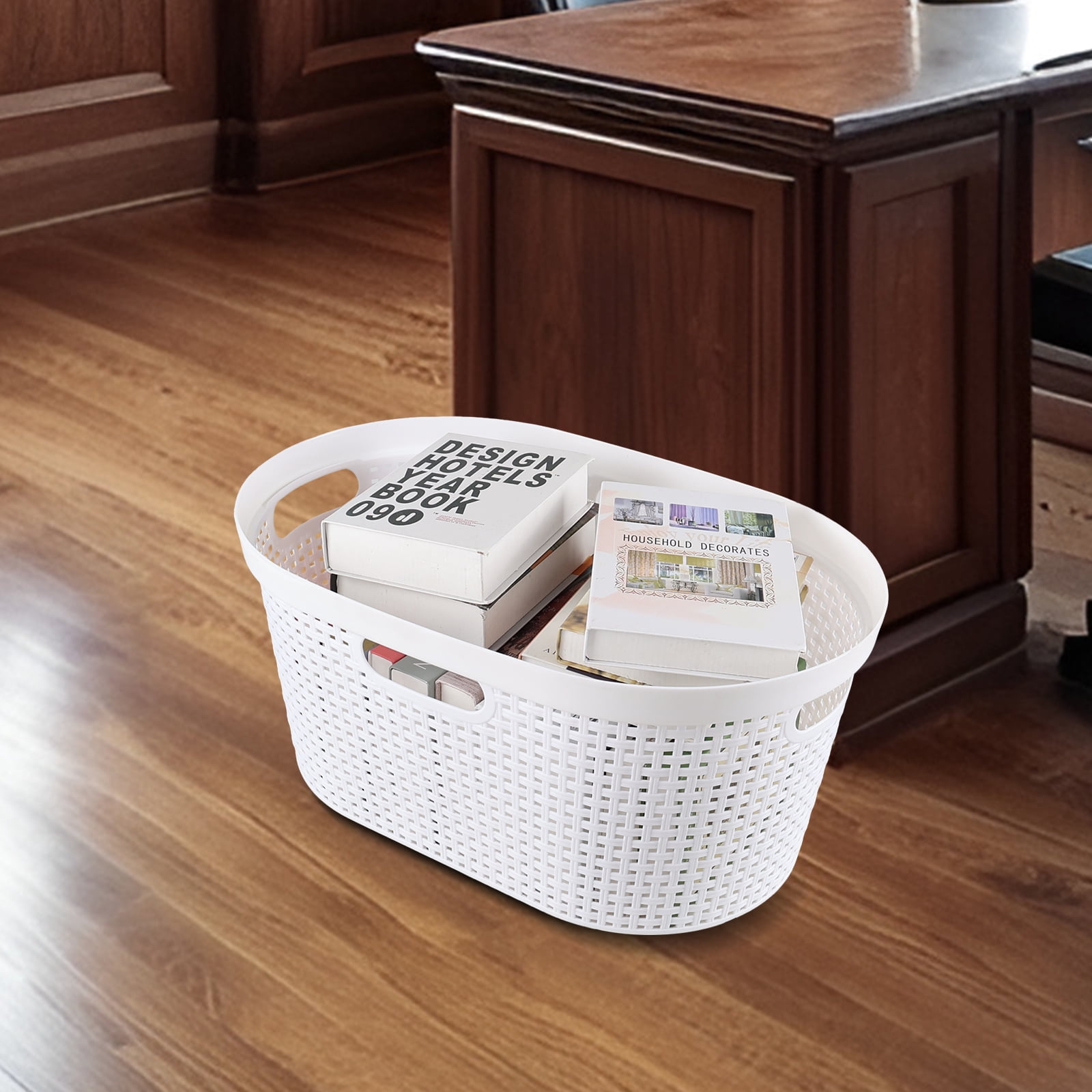 Yesdate 4 Pack Large Laundry Baskets for Dorm, Living Room, Bathroom & Laundry, Plastic Hamper Laundry Basket, 40L, White