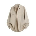 thumbnail image 1 of SBYOJLPB Men's Solid Color Button Turndown Collar Long Sleeved Shirt Double Pocket Work Shirt, 1 of 4