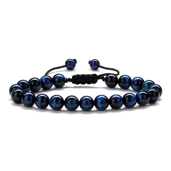 Turandoss Tiger Eye Beaded Bracelets for Men Boys, Cool Natural Stone Stack Bracelet, Birthday Gifts for Men Son Dad, Unique Jewelry, 1PCS