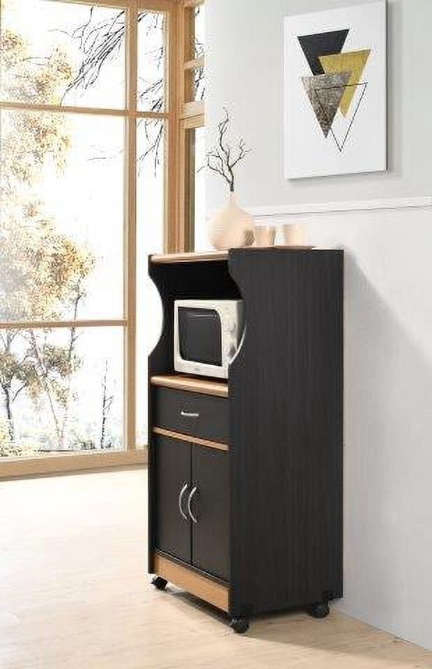 Hodedah Microwave Kitchen Cart, Black