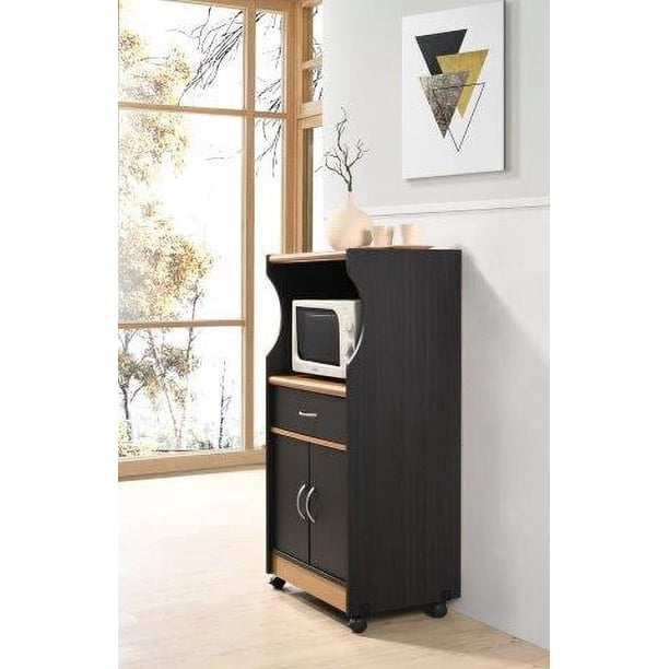 Hodedah Microwave Kitchen Cart, Black - Walmart Business Supplies