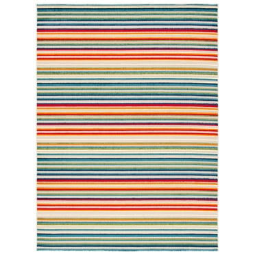 SAFAVIEH Cabana Fedelma Striped Indoor/Outdoor Area Rug, Ivory/Green, 2' x 3'
