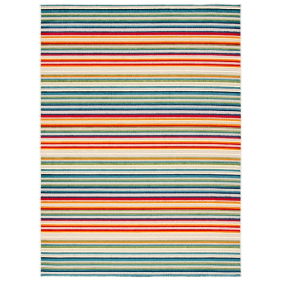 SAFAVIEH Cabana Fedelma Striped Indoor/Outdoor Area Rug, Ivory/Green, 5'3" x 7'7"