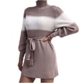 thumbnail image 4 of Bigersell Strapless Dress Women Short Sleeve Casual Loose Stripe Splicing Sweater Knit Dress Cute Dresses for Teen Girls Women's Plus Sheath Dresses, Style 28786, Coffee L, 4 of 5