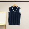 thumbnail image 2 of Gubotare Sleeveless Sweater Vest Girls Baby Sweater Vest -Toddler Boy Girl Sleeveless Round Neck Pullover - Baby Boys Girls Solid Knit Vest Fashion Clothes Size 5-7 (Navy,5-7 Years), 2 of 5