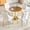 Table+4 White Chairs, variant on Hi loPres 5-Piece Dining Set, 35" Round Brown Glass Table with Gold Pedestal Base and White PU Chairs for Small Kitchen
