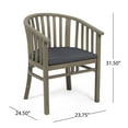 thumbnail image 4 of GDF Studio Rosin Outdoor Acacia Wood Dining Chairs with Cushion, Set of 2, Dark Gray and Gray, 4 of 10