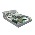 thumbnail image 2 of Ambesonne Eucalyptus Leaves Fitted Sheet & Pillow Sham Set, Waves and Leafs, Queen, Dark Sea Green Grey Teal, 2 of 2