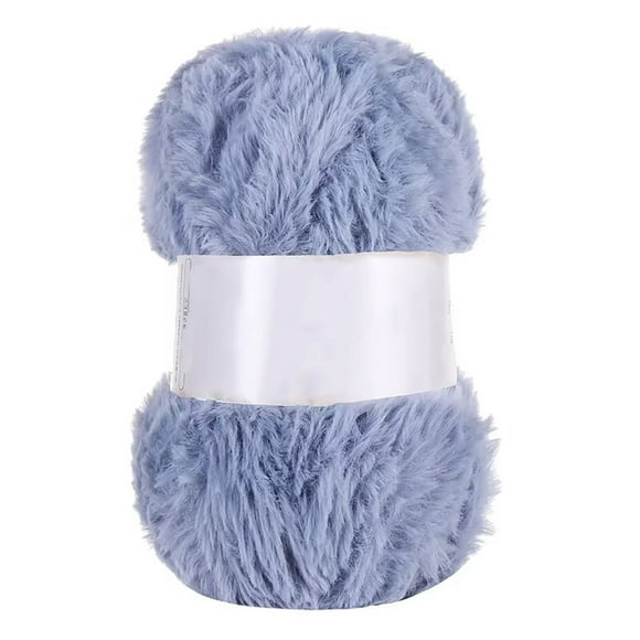 Faux Fur Yarn Chunky, Eyelash Yarn for Crochet and Knitting, Imitation Wool Fluffy Yarn for Scarf, Hat, Diy Craft Projects Blue Gray