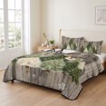 thumbnail image 2 of Quilts Twin Size Bedding Set, Green Xmas Trees Lightweight Quilted Comforter, Christmas Snowflake Rustic Wood Brown Soft Reversible Bedspread Coverlet with Pillow Covers for All Season, 68" x 86", 2 of 9
