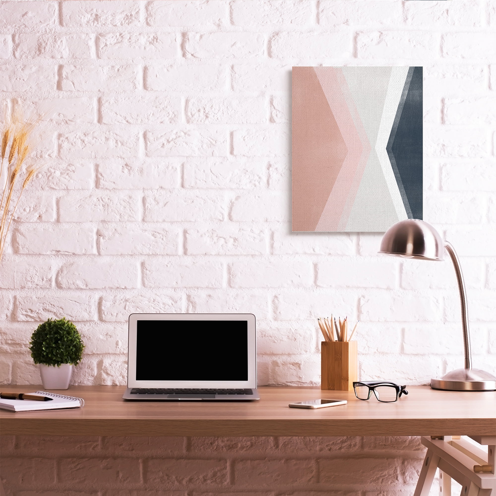 Stupell Industries Asymmetrical Angles Mirrored Pink Blue Shape Abstraction Canvas Wall Art, 24 x 30, Design by June Erica Vess