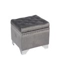 thumbnail image 1 of Jessar - Pouf / Repose-Pieds de Rangement sur Pieds, Cubique, de la Collection Codi, Velours Gris, 1 of 2