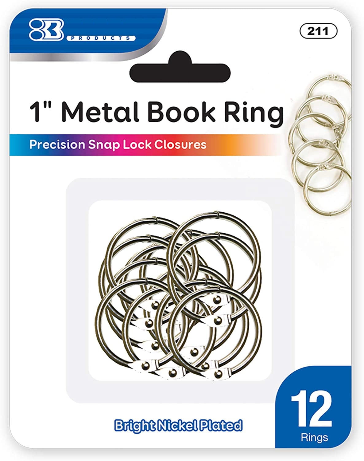 Metal Binder Rings Keychain Key Ring Nickel Plated 1.2 inch 1.5 inch 1.8 inch 2 inch for Scrapbook Notebook Office Supplier School Kootiko 100 Pcs Loose Leaf Book Rings Assorted Sizes 