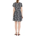 thumbnail image 3 of INSPIRE CHIC Women's Printed Square Neck Short Sleeve A-Line Prom Dress L Black-Daisy, 3 of 8