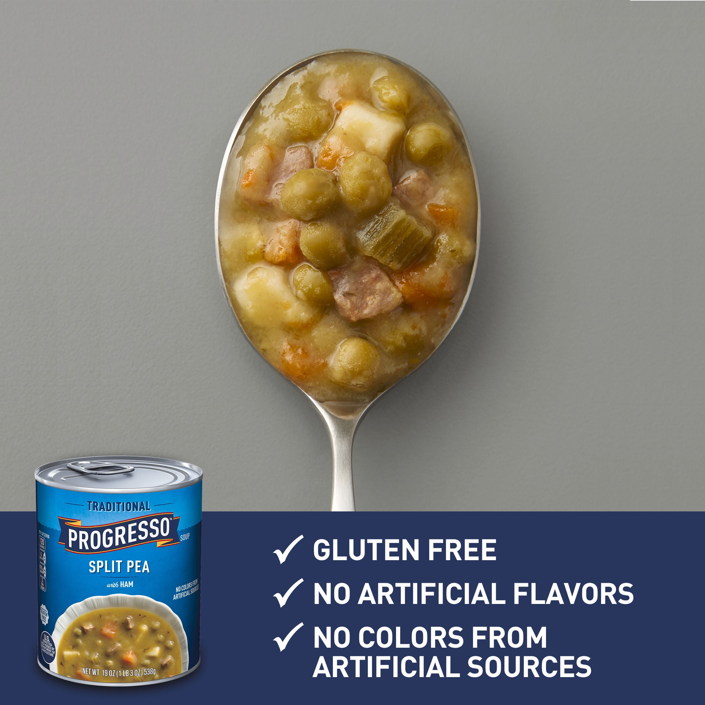 Progresso Split Pea with Ham Soup, Traditional Canned Soup, Gluten Free, 19 oz