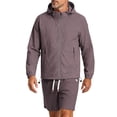 thumbnail image 2 of Bpyeka Men's Casual Two-Piece Matching Set, Hooded Zip-Up Long Sleeve Tops & Drawstring Waist Shorts, Quick Dry Breathable Outfit for Sports, XS-3XL, 2 of 5