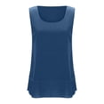 thumbnail image 6 of Women's Plain Double Layer Tank Top Summer Loose Fit Scoop Neck Sleeveless Tee Tank Flowy Casual Daily Wear Tops Navy, 6 of 9