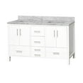 thumbnail image 3 of California 60" Double Bathroom Vanity with White Cabinet and Carrara Marble Top, 3 of 5