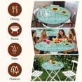 thumbnail image 7 of Sunflowers Round Tablecloth, Fitted Table Cover with Elastic for 55"-60" Round Tables, Modern Bee You Are My Sunshine Teal Green Table Cloth Outdoor Indoor Dinning Party Waterproof Tablecloths, 7 of 7
