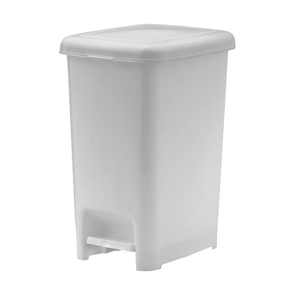 Superio Slim Trash Can, Outdoor and Indoor Step On Foot Pedal, 6.5 Gallon - White Smoke