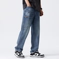 thumbnail image 5 of New Fashion Spring Men's Blue Jeans Loose Straight Style Trendy Brand Retro Wide Leg Casual Long Pants, 5 of 20