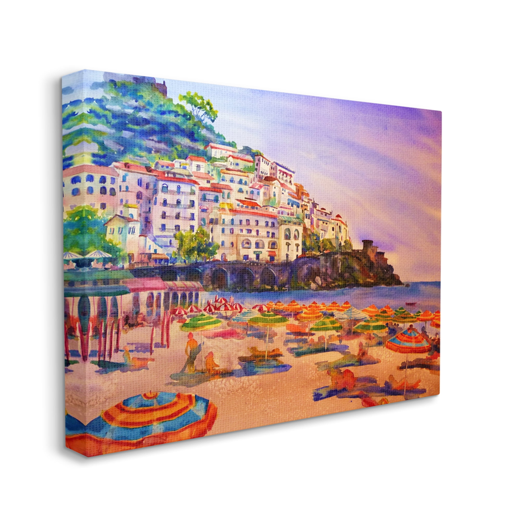 Stupell Industries Summer Beach Landscape Nature Painting Gallery Wrapped Canvas Print Wall Art, 48 x 36