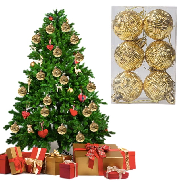 Decoraciones para escenas al aire libre, decoración del hogar, decoración de habitaciones, decoración de paredes, 6 bolas navideñas tejidas con forma de bolas de plástico, decoraciones navideñas, acce