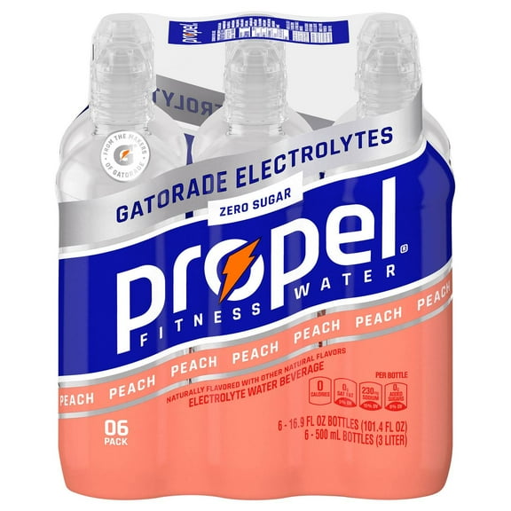 2X - Propel Zero Calorie Peach Water Beverage 16.9 oz Bottles 6 pk