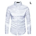 thumbnail image 3 of Minnieouse Camisa satinada lisa para hombre Casual Slim Fit - Grande y de secado rápido para cualquier ocasión Camisa para hombre Formal de Camisetas blanco L, 3 of 6