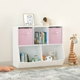 thumbnail image 2 of Sesslife Kids Bookshelf with Storage, Nursery Book Shelves with 2 Folding Fabric Drawers, Multifunctional Toy Organizer and Storage Cabinet for Bedroom Playroom Kids Room, Pink, 2 of 10