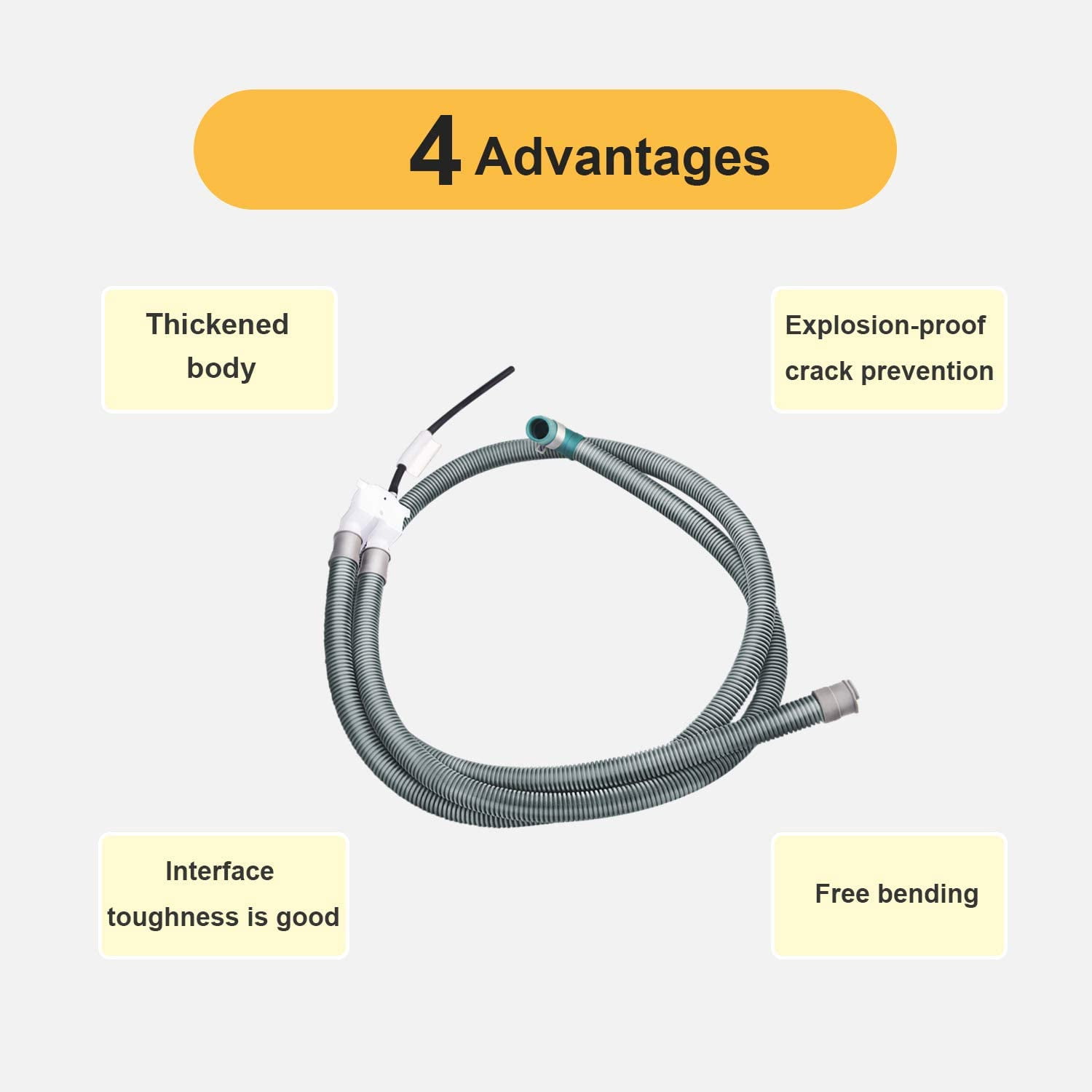 Washing Machine Drain Hose Assembly, Gray Plastic