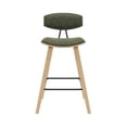 thumbnail image 3 of Fox 36 in. H Counter Height Vintage Green Curved Back Wood Bar Stool with Faux Leather Seat, 3 of 6