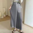 thumbnail image 5 of Cotton Linen Pants for Women Summer Trendy Baggy Wide Leg Beach Lounge Casual Trouser Pant with Pocket (S, Gray), 5 of 7