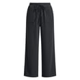thumbnail image 4 of Sokhug Women Ribbed Knit Wide Leg Pants Drawstring Elastic Waist Casual Trousers With Patch Pockets Casual Solid Color Lounge Trousers, 4 of 7