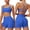 Electric Blue, variant on Women 2 Piece Seamless Backless Yoga Sets High Waist Shorts and Sports Bra Gym Athletic Clothing Outfits