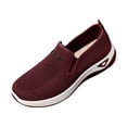 thumbnail image 2 of Slip On Sneakers Women Breathable Mesh Knitted Woven Low Top Walking Shoes Lightweight Wide Width Non-Slip Shoes Red 5.5, 2 of 6